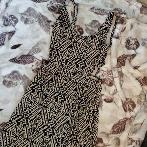 Black and tan maxi dress